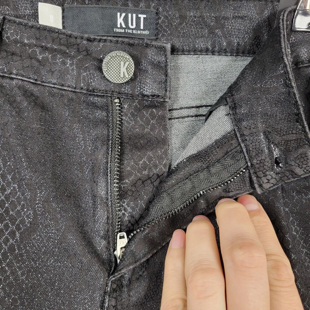 KUT FROM THE KLOTH Black Snake Mia High Rise Ankle Toothpick Skinny Jeans SIZE 8 - Picture 6 of 16